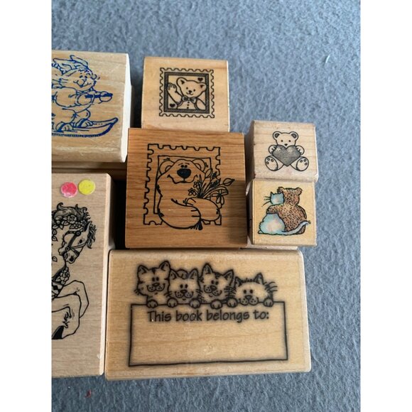 Assorted Wooden Rubber Stamps Scrapbooking - Carousel Horse Cute Animals & More - Picture 3 of 6